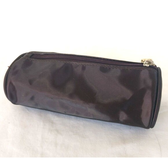 SHISEIDO Makeup Bag Cilinder Brown zipper Cosmetic Toiletry Pouch New - Picture 1 of 6